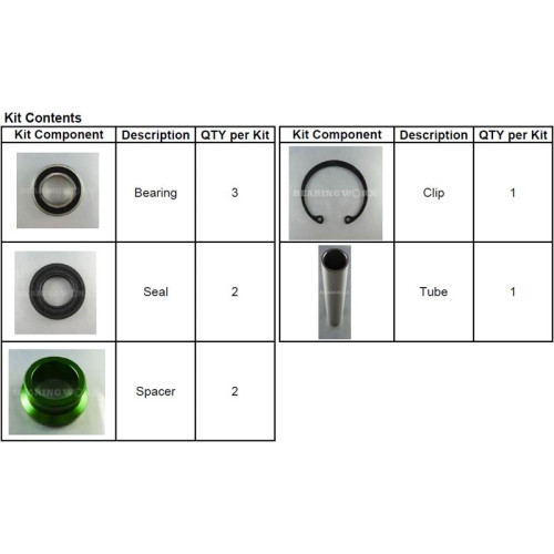 Hjulrenovering Bak - KX250F 04-16, KX450F 06-17, KX125 03-05, KX250 03-07