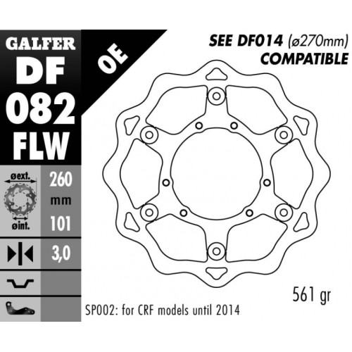 Galfer Wave framskiva flytande 260mm - CRF250/450R 15-
