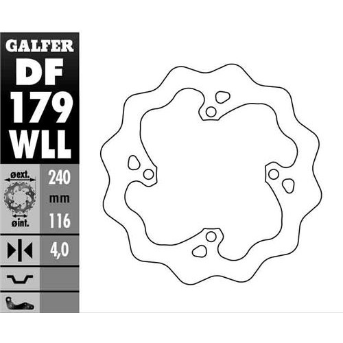 Galfer Wave bakskiva, solid 240mm - KX/KXF 03-19 KX450F -18