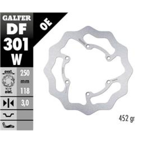 Galfer Wave framskiva fast 250mm - YZF 01-15, YZ -17 RM 2T 93-