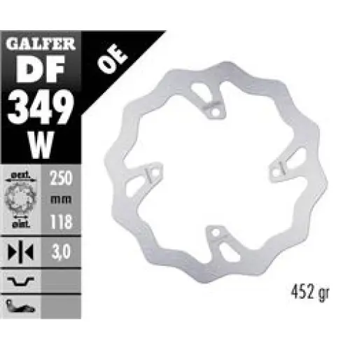 Galfer Wave framskiva fast 250mm - RMZ 450 05-17, 250 07-18 Galfer Wave framskiva fast 250mm - RMZ 450 05-17, 250 07-18
