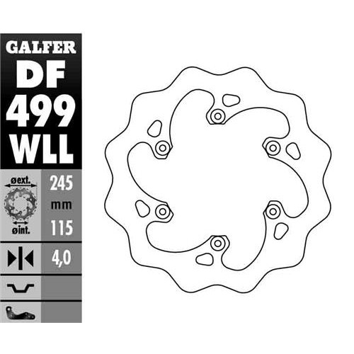 Galfer Wave solid bakskiva, 245mm -  YZ/WRF, YZ250F 03-20, 450F 03-19