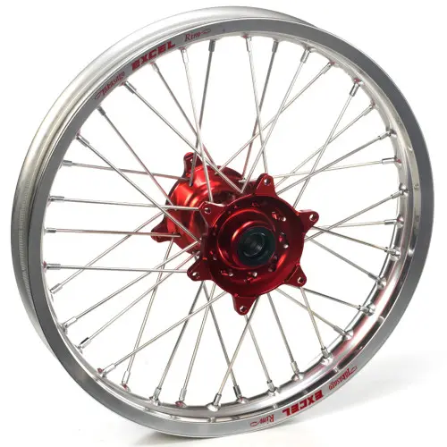 Haan Wheels, Komplett Hjul, 1,85, 16", BAK, SILVER RÖD, Honda 03-07 CR85R, 96-02 CR80R Haan Wheels, Komplett Hjul, 1,85, 16", BAK, SILVER RÖD, Honda 03-07 CR85R, 96-02 CR80R