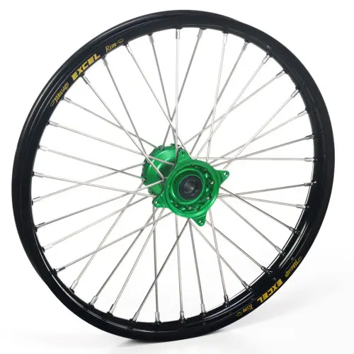 Haan Wheels, Komplett Hjul, 1,40, 17", FRAM, SVART GRÖN, Kawasaki 01-25 KX85, 97-00 KX80 Haan Wheels, Komplett Hjul, 1,40, 17", FRAM, SVART GRÖN, Kawasaki 01-25 KX85, 97-00 KX80
