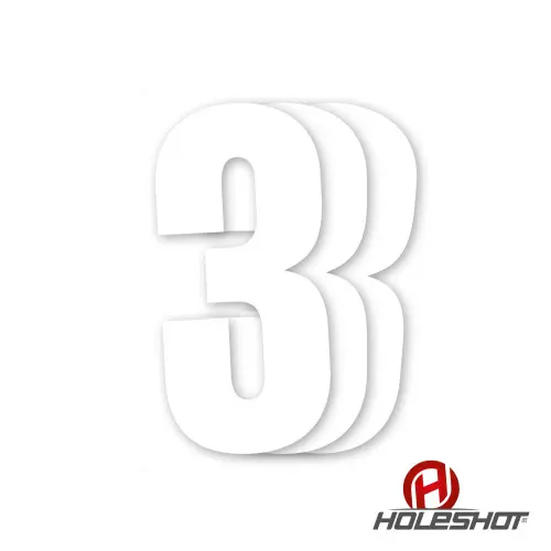Holeshot, Siffror 10st, 11 X 5 cm, 3, VIT Holeshot, Siffror 10st, 11 X 5 cm, 3, VIT