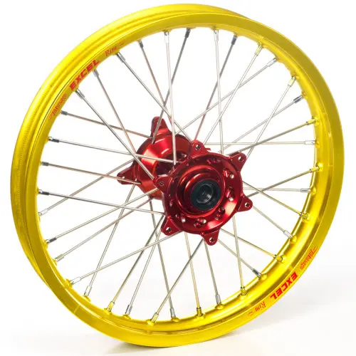 Haan Wheels, Komplett Hjul, 1,85, 16", BAK, GUL RÖD, Suzuki 02-22 RM85, 97-01 RM80 Haan Wheels, Komplett Hjul, 1,85, 16", BAK, GUL RÖD, Suzuki 02-22 RM85, 97-01 RM80