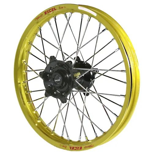 Haan Wheels, Komplett Hjul, 1,60, 21", FRAM, GUL SVART, Suzuki 05-22 RM-Z450, 07-22 RM-Z250 Haan Wheels, Komplett Hjul, 1,60, 21", FRAM, GUL SVART, Suzuki 05-22 RM-Z450, 07-22 RM-Z250