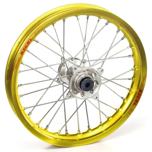 Haan Wheels, Komplett Hjul, 2,15, 18", BAK, GUL SILVER, Suzuki 05-25 RM-Z450, 07-25 RM-Z250 Haan Wheels, Komplett Hjul, 2,15, 18", BAK, GUL SILVER, Suzuki 05-25 RM-Z450, 07-25 RM-Z250