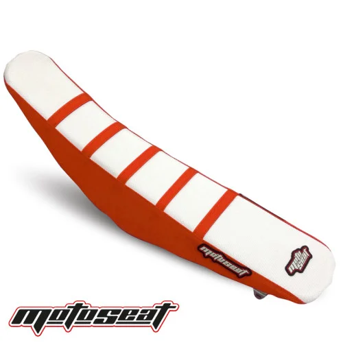 Moto Seat, Ribbat Överdrag Ltd Edt, ORANGE SVART VIT, KTM 04-12 85 SX Moto Seat, Ribbat Överdrag Ltd Edt, ORANGE SVART VIT, KTM 04-12 85 SX