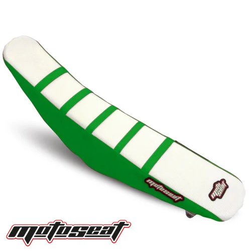 Moto Seat, Ribbat Överdrag Ltd Edt, GRÖN SVART VIT, Kawasaki 12-15 KX450F, 13-16 KX250F Moto Seat, Ribbat Överdrag Ltd Edt, GRÖN SVART VIT, Kawasaki 12-15 KX450F, 13-16 KX250F