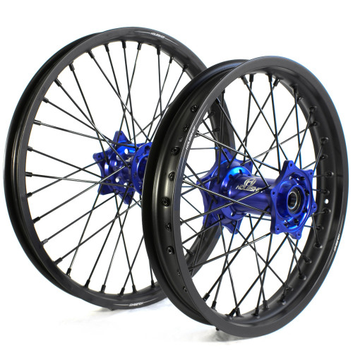 Holeshot, Komplett Hjulset, 2,15/1,60, 18/21", BAK FRAM, MATT SVART BLÅ, Yamaha 14-26 YZ450F, 14-26 YZ250F, FANTIC 24-26 XXF 450, 24-26 XXF 250