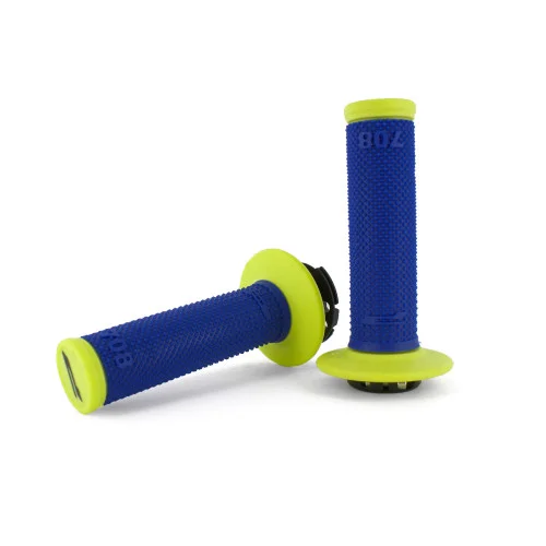 Progrip, 708 Dual Density Full Diamond LOCK ON GRIPS, NEON BLÅ GUL Progrip, 708 Dual Density Full Diamond LOCK ON GRIPS, NEON BLÅ GUL