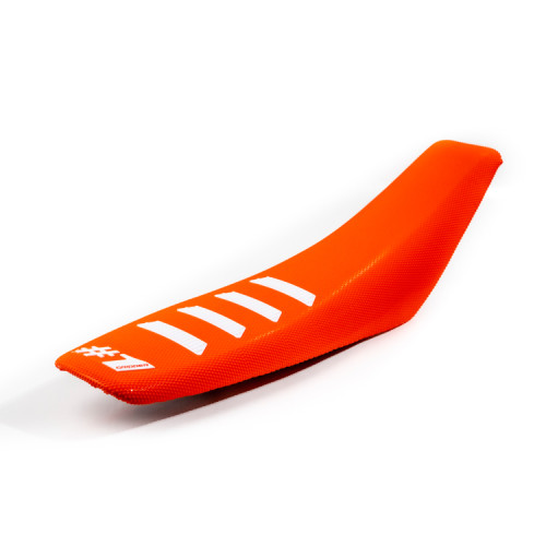 Onegripper Sadelöverdrag - Ribbat Orange/Vit