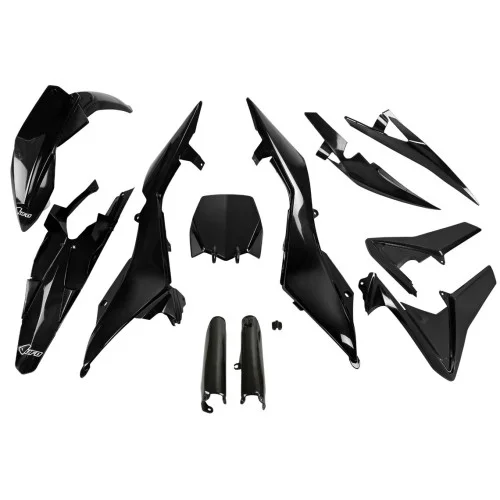 UFO Plastkit med Gaffelbensskydd Husqvarna black UFO Plastkit med Gaffelbensskydd Husqvarna black