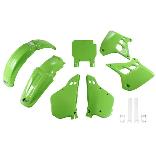 UFO Plastkit med Gaffelbensskydd Kawasaki green UFO Plastkit med Gaffelbensskydd Kawasaki green