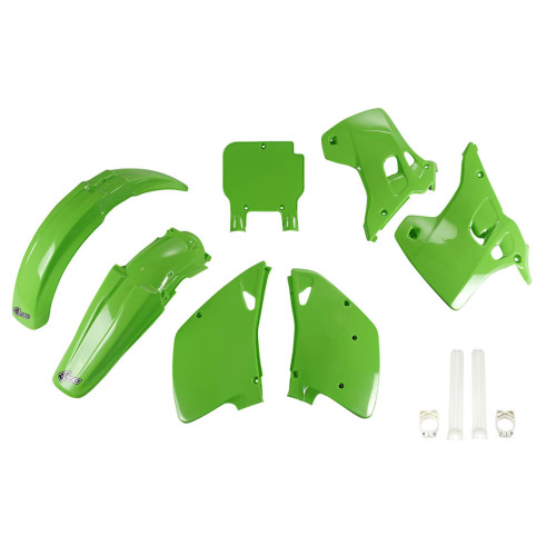 UFO Plastkit med Gaffelbensskydd Kawasaki green UFO Plastkit med Gaffelbensskydd Kawasaki green