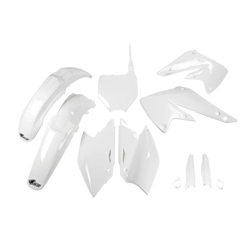 UFO Plastkit med Gaffelbensskydd Kawasaki white UFO Plastkit med Gaffelbensskydd Kawasaki white