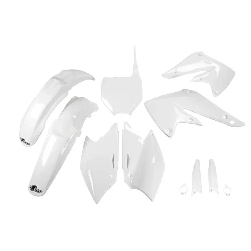 UFO Plastkit med Gaffelbensskydd Kawasaki white UFO Plastkit med Gaffelbensskydd Kawasaki white