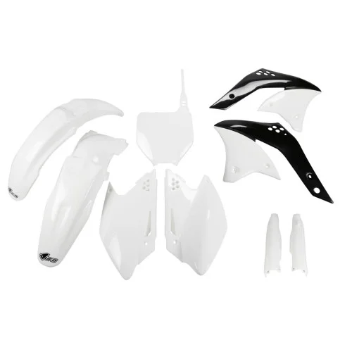 UFO Plastkit med Gaffelbensskydd Kawasaki white UFO Plastkit med Gaffelbensskydd Kawasaki white