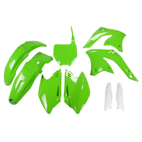 UFO Plastkit med Gaffelbensskydd Kawasaki green UFO Plastkit med Gaffelbensskydd Kawasaki green