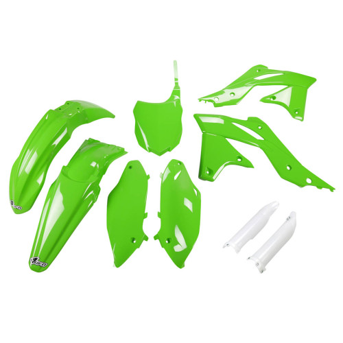 UFO Plastkit med Gaffelbensskydd Kawasaki green UFO Plastkit med Gaffelbensskydd Kawasaki green