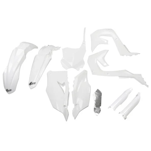UFO Plastkit med Gaffelbensskydd Kawasaki white UFO Plastkit med Gaffelbensskydd Kawasaki white