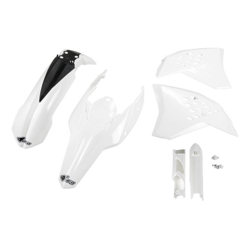 UFO Plastkit med Gaffelbensskydd Ktm white UFO Plastkit med Gaffelbensskydd Ktm white