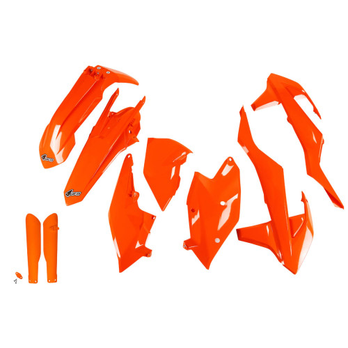 UFO Plastkit med Gaffelbensskydd Ktm neon orange UFO Plastkit med Gaffelbensskydd Ktm neon orange