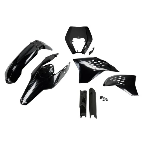 UFO Plastkit med Gaffelbensskydd Ktm black UFO Plastkit med Gaffelbensskydd Ktm black