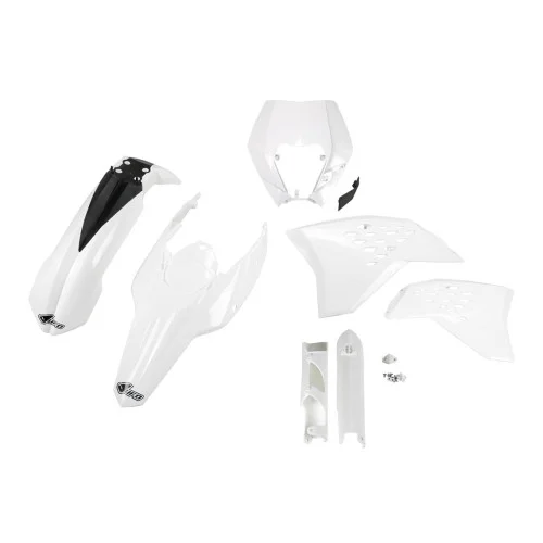 UFO Plastkit med Gaffelbensskydd Ktm white UFO Plastkit med Gaffelbensskydd Ktm white
