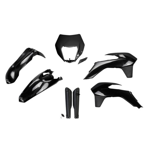 UFO Plastkit med Gaffelbensskydd Ktm black UFO Plastkit med Gaffelbensskydd Ktm black