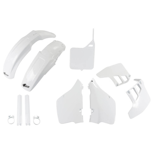 UFO Plastkit med Gaffelbensskydd Suzuki white UFO Plastkit med Gaffelbensskydd Suzuki white