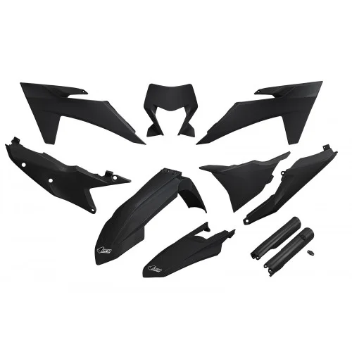UFO Plastkit med Gaffelbensskydd KTM EXC 2024 Svart UFO Plastkit med Gaffelbensskydd KTM EXC 2024 Svart