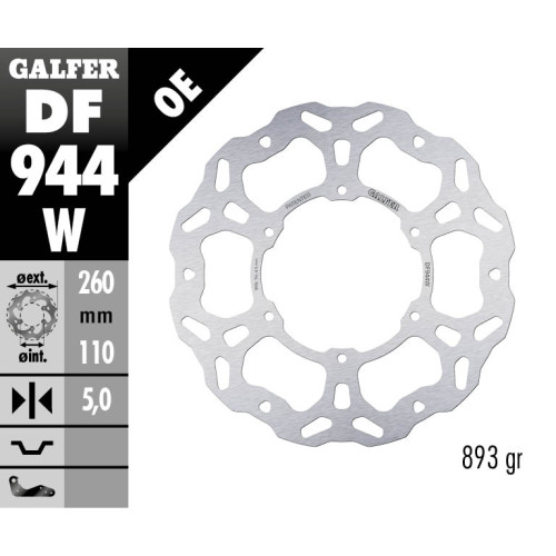 Galfer Wave bakskiva fast 260mm - KTM 790 Adv R 19- Rally 20-, Norden
