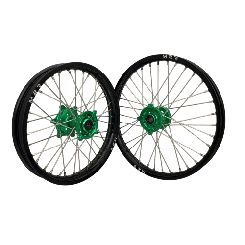M2R Hjulset 19/16 Kawasaki KX85, Grön/Svart/Silver/Silver