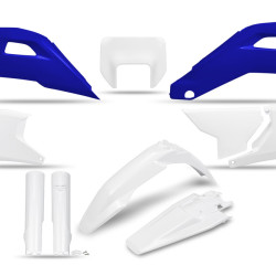 UFO Plastkit med Gaffelbensskydd Husqvarna Vit/Blå