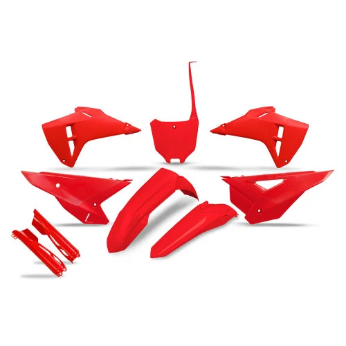 UFO Plastkit Honda CRF250R/CRF450R 2025 med gaffelbensskydd Röd UFO Plastkit Honda CRF250R/CRF450R 2025 med gaffelbensskydd Röd