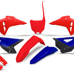 UFO Plastkit Honda CRF250R 2025-2027/CRF450R 2025-2026 med gaffelbensskydd Röd/Blå