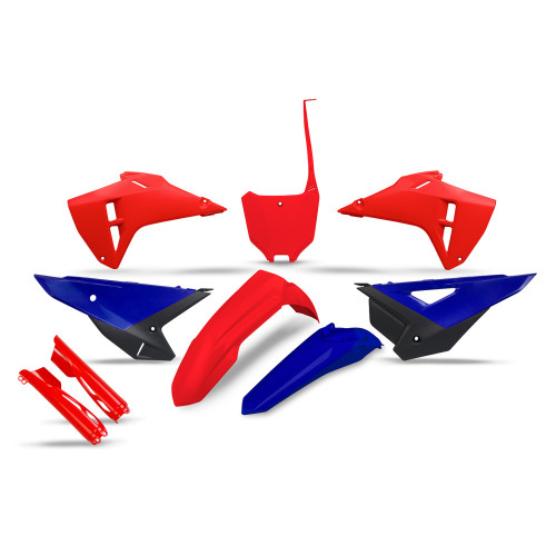 UFO Plastkit Honda CRF250R 2025-2027/CRF450R 2025-2026 med gaffelbensskydd Röd/Blå